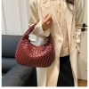 luxury woven leather hobo bag elegant shoulder tote 34*21cm (wine red) luxury woven leather hobo bag elegant shoulder tote 34*21cm (wine red)