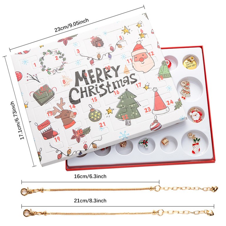 christmas charm bracelet advent calendar festive jewelry gift set with pendants and beads