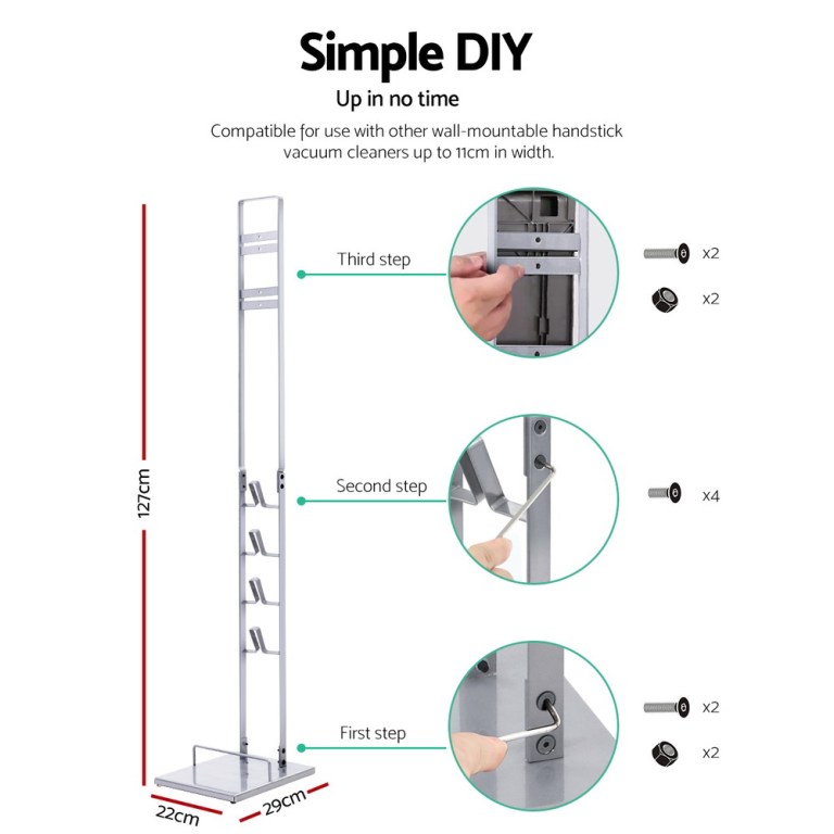 artiss freestanding dyson vacuum cleaner stand for v6 7 8 10 11 silver