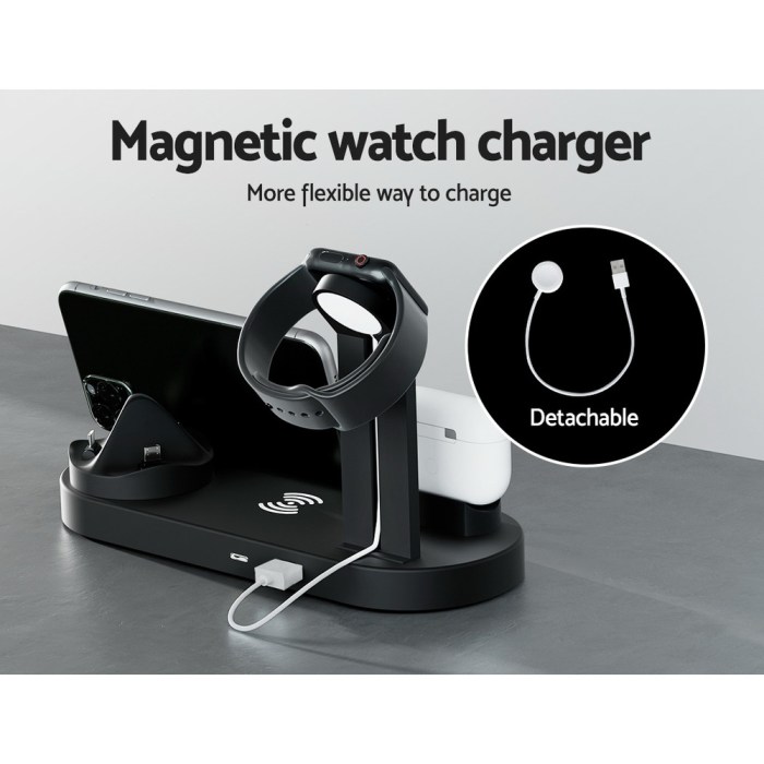 devanti 4 in 1 wireless charger dock multi function charging station for phone