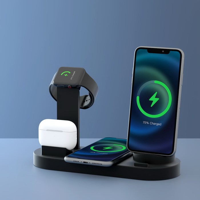 devanti 4 in 1 wireless charger dock multi function charging station for phone