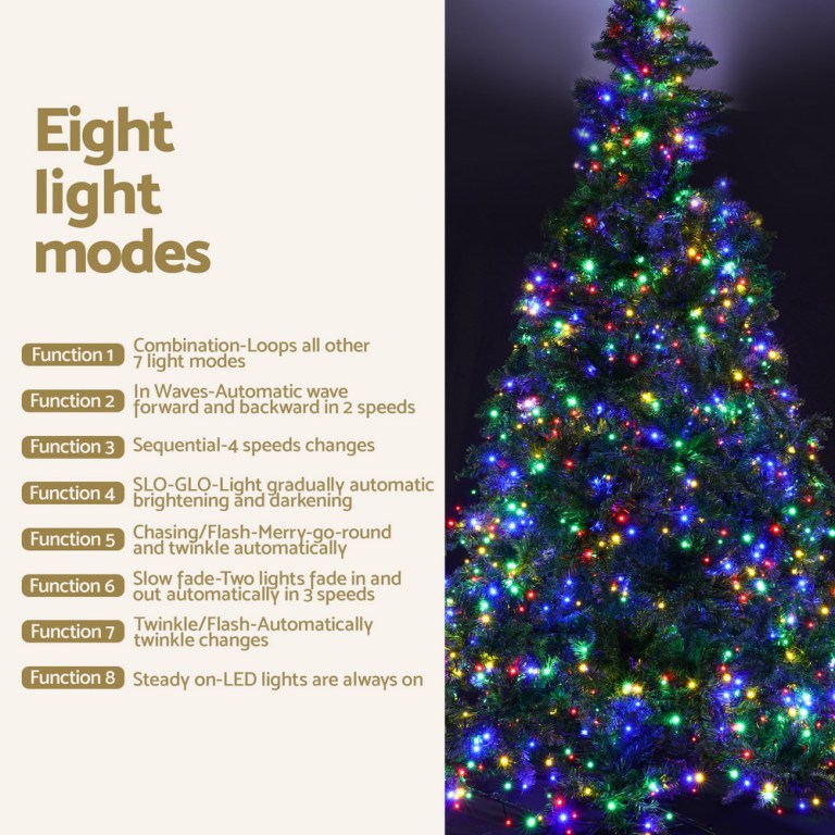 jingle jollys christmas tree 2.1m xmas tree decoration 8 light mode multi colour