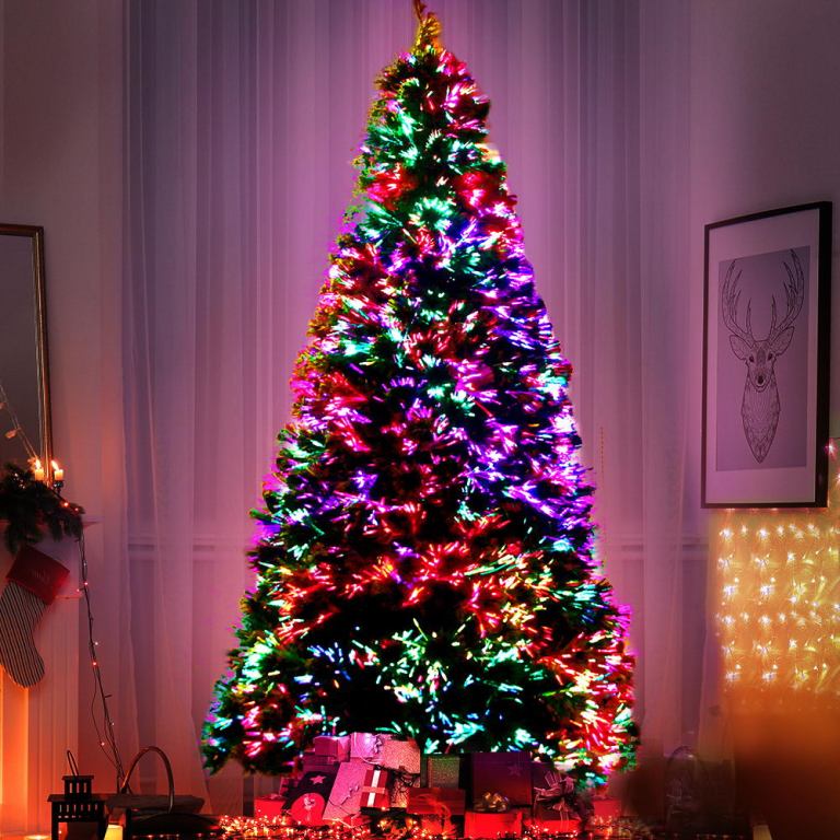 jingle jollys 1.8m christmas tree optic fibre led xmas tree 300 tips