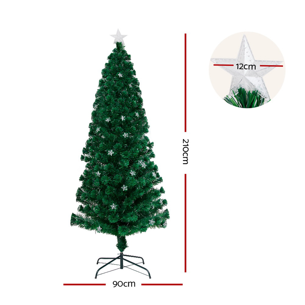jingle jollys 2.1m christmas tree optic fibre led xmas tree multi colour