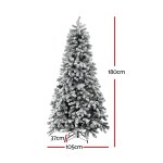 jingle jollys christmas tree 1.8m snow flocked led xmas decoration 8 light modes