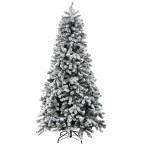 jingle jollys christmas tree 1.8m snow flocked led xmas decoration 8 light modes