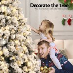 jingle jollys christmas tree 1.8m snow flocked led xmas decoration 8 light modes