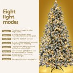 jingle jollys christmas tree 1.8m snow flocked led xmas decoration 8 light modes