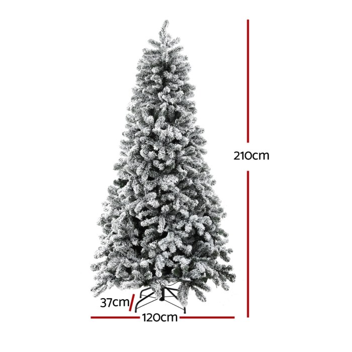 jingle jollys christmas tree 2.1m snow flocked led xmas decoration 8 light modes jingle jollys christmas tree 2.1m snow flocked led xmas decoration 8 light modes