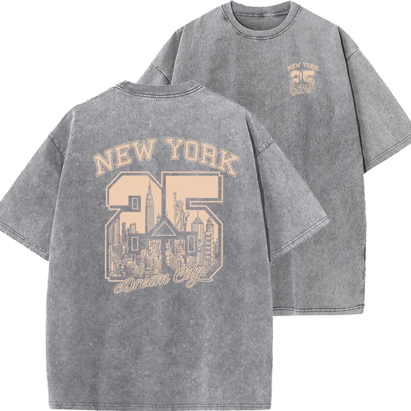 Unisex New York Oversized Washed Cotton T Shirt 1