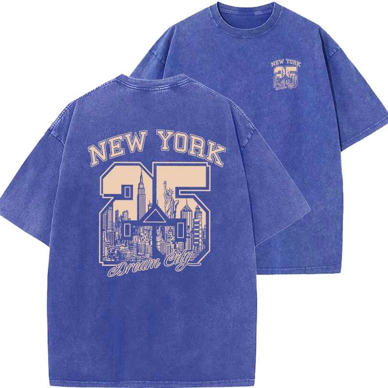 Unisex New York Oversized Washed Cotton T Shirt 5