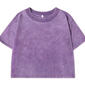 Women's 100% Cotton Washed Cropped Round Neck T Shirt