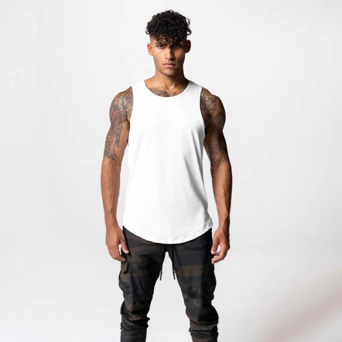summer men's tank top curved hem vest singlet Summer Men's Tank Top Curved Hem Vest Singlet 2