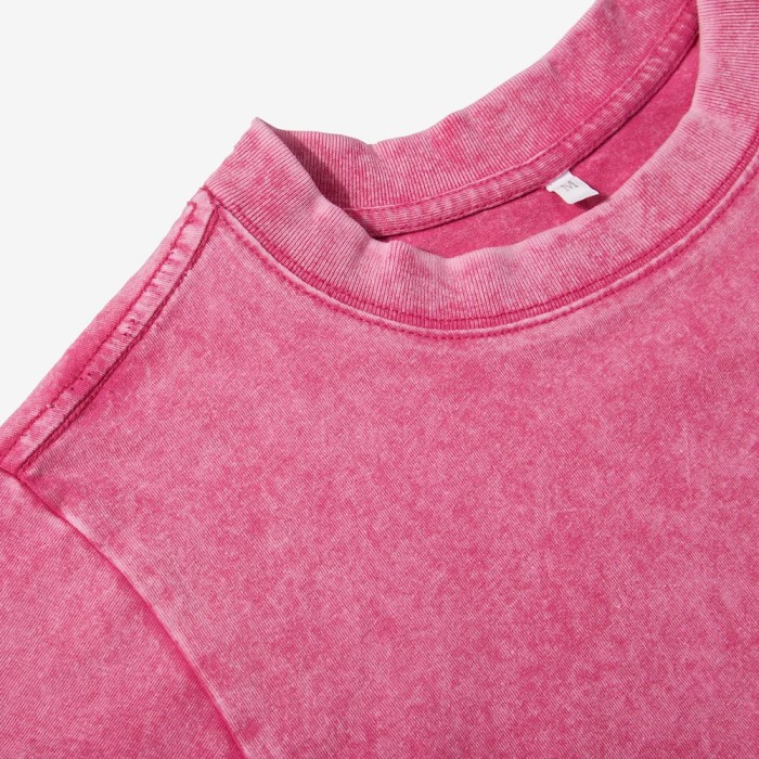 women's 100% cotton washed cropped round neck t shirt Women's 100% Cotton Washed Cropped Round Neck T Shirt 1