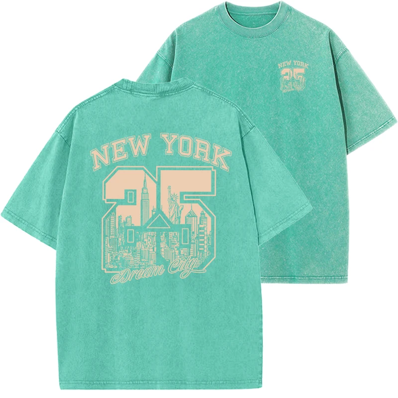 Unisex New York Oversized Washed Cotton T Shirt 4