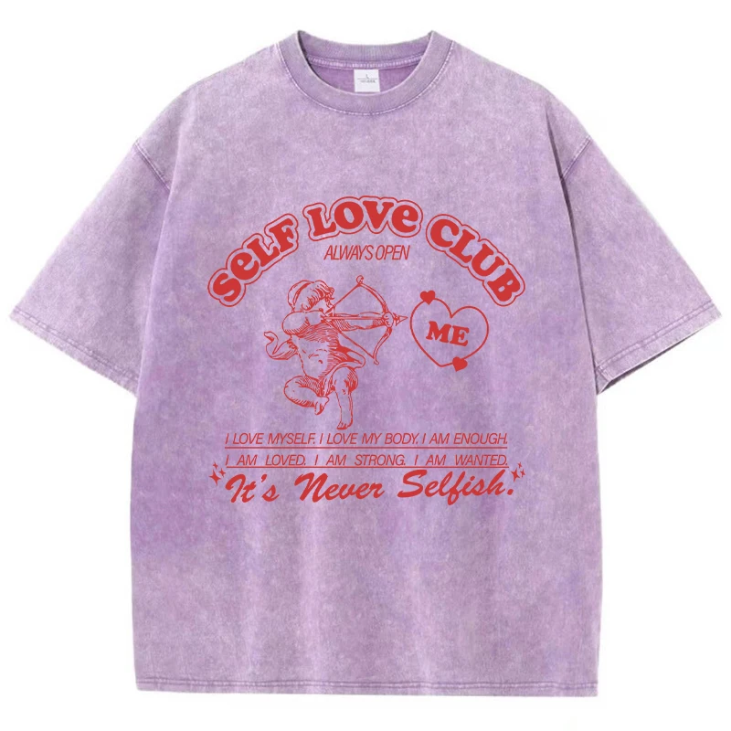 Self Love Club Women's Cropped Washed Summer T Shirt