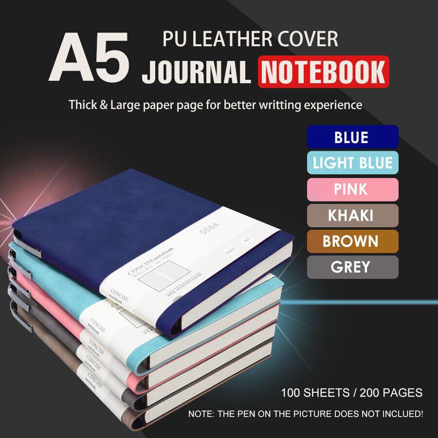 a5 200 pages fashion glued pu leather cover journal travel notebook travellers diary(grey)