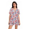 Summer Sweetness: Cherry/Bow/Butterfly Print Lounge Set with Button-Up Shirt & Shorts 2
