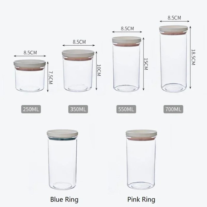 WBBOOMING Sealed Ring Bottles - Transparent Kitchen Storage Box for Freshness 5