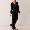 cozy chic: women's black pyjama set with button up shirt & drawstring pants Cozy Chic: Women\'s Black Pyjama Set with Button-Up Shirt & Drawstring Pants 4