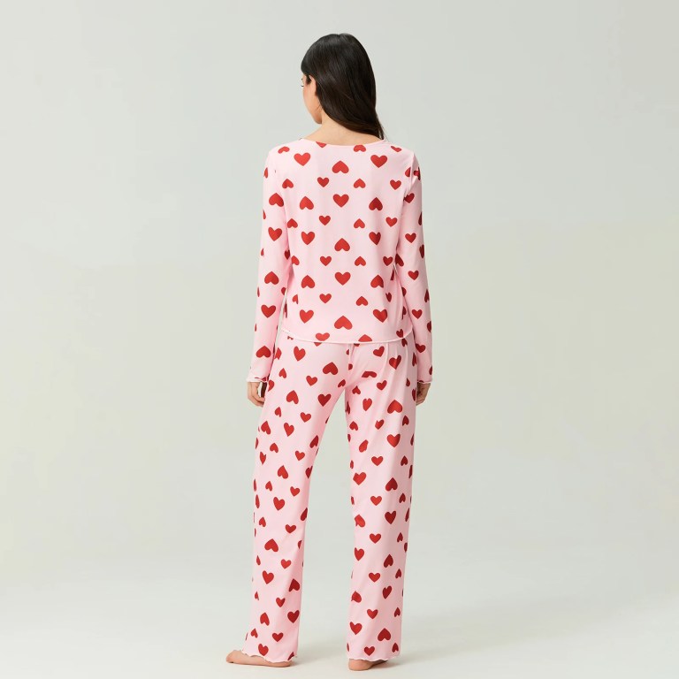 heartfelt comfort: valentine’s day long sleeve top & pants 2 piece spring set Heartfelt Comfort: Valentine’s Day Long Sleeve Top & Pants 2-Piece Spring Set 2