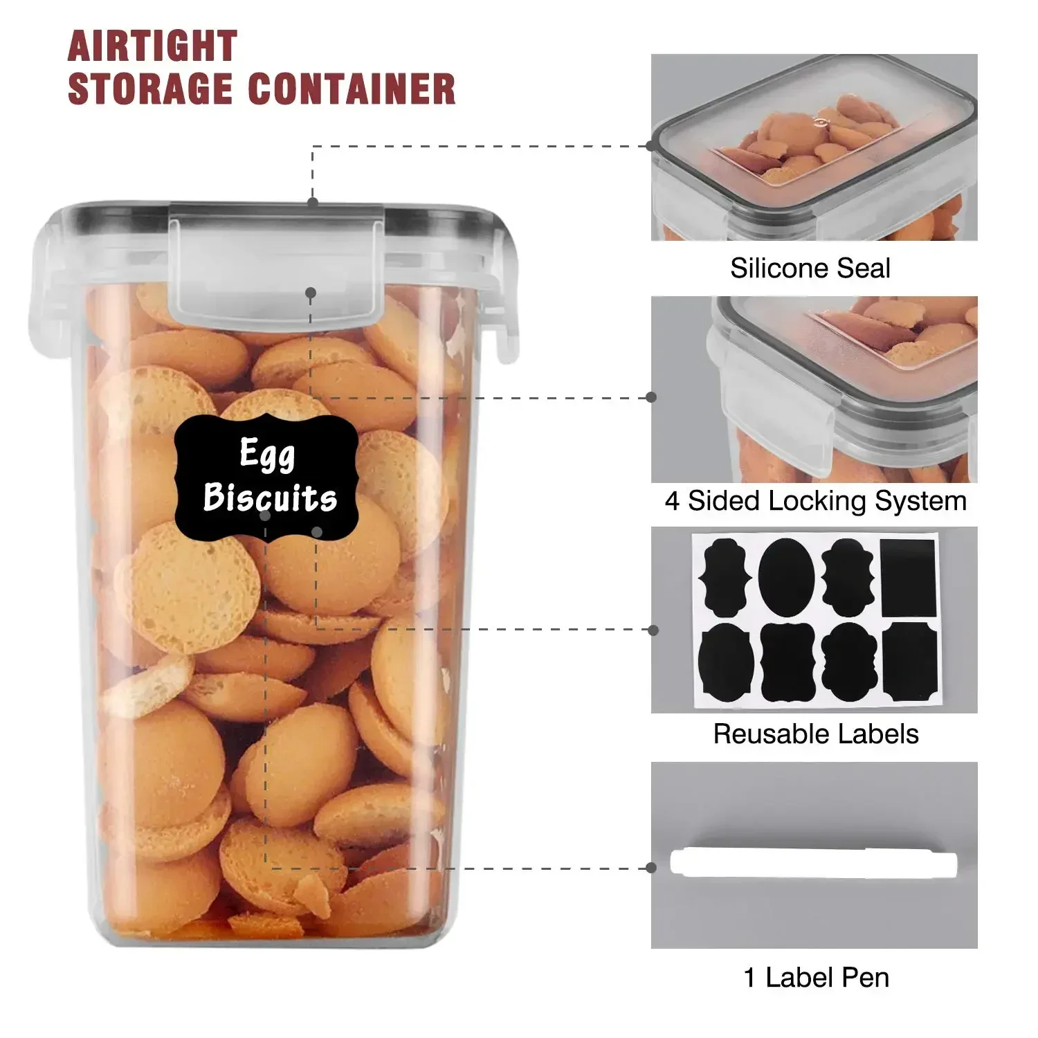 5-Piece Food Storage Container Set - Sealed Lids for Kitchen & Refrigerator 4