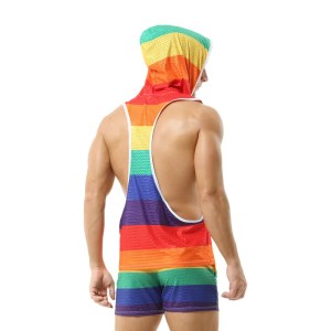 sydney mardi gras men's gym clothing – rainbow tank top & hooded mesh vest set, breathable & loose fit Sydney Mardi Gras Men's Gym Clothing – Rainbow Tank Top & Hooded Mesh Vest Set, Breathable & Loose Fit 2