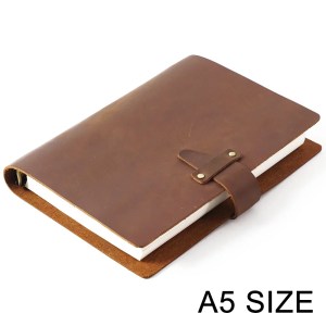vintage natural leather rings notebook a5 diary, brass binder planner Vintage Natural Leather Rings Notebook - A5 Diary, Brass Binder Planner 1