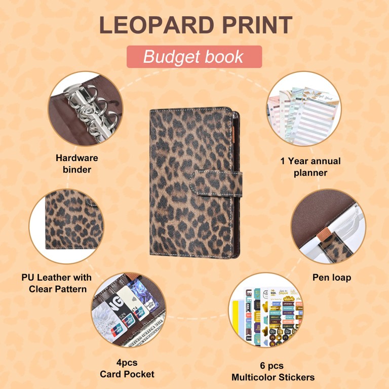 Leopard Chic: A6 6-Hole Cash Budget Planner & Binder 1