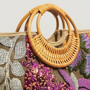 flower sequins embroidery tote bag – round rattan handle summer beach bag for women Flower Sequins Embroidery Tote Bag – Round Rattan Handle Summer Beach Bag for Women 3