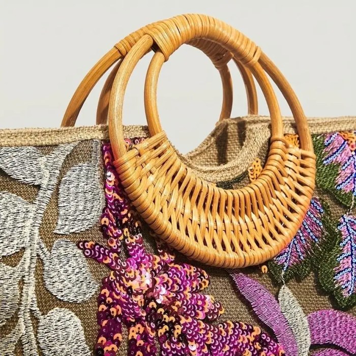 flower sequins embroidery tote bag – round rattan handle summer beach bag for women Flower Sequins Embroidery Tote Bag – Round Rattan Handle Summer Beach Bag for Women 3