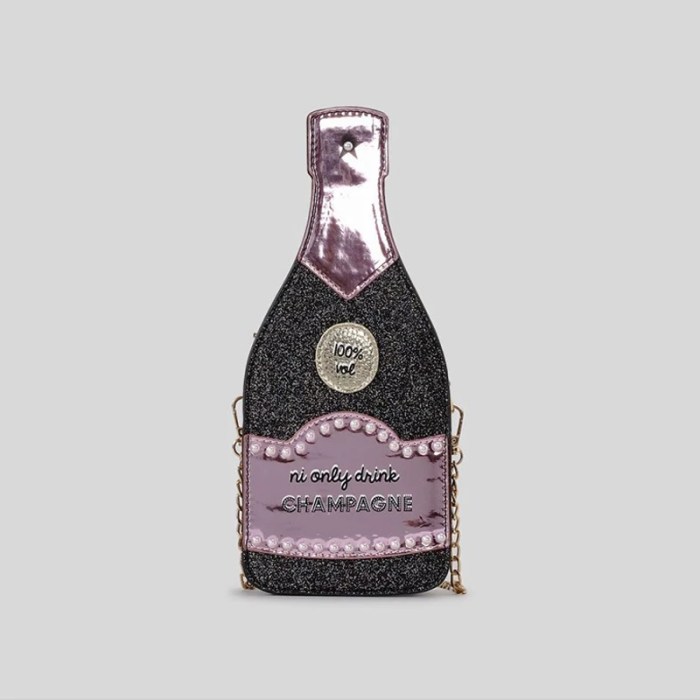 champagne bottle design shoulder bag – glitter crossbody purse for women, cute small phone bag Champagne Bottle Design Shoulder Bag – Glitter Crossbody Purse for Women, Cute Small Phone Bag