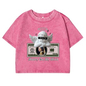 Angels & Money: Creative Print Crop Top for Women 3