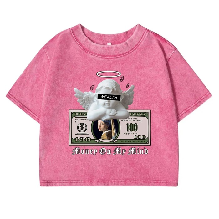 Angels & Money: Creative Print Crop Top for Women 3