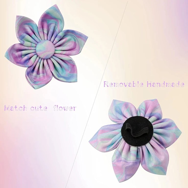 Paws in Bloom: Handmade Tie-Dye Flower Dog Collar 4