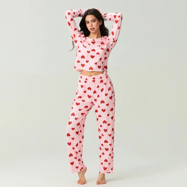 heartfelt comfort: valentine’s day long sleeve top & pants 2 piece spring set Heartfelt Comfort: Valentine’s Day Long Sleeve Top & Pants 2-Piece Spring Set 3