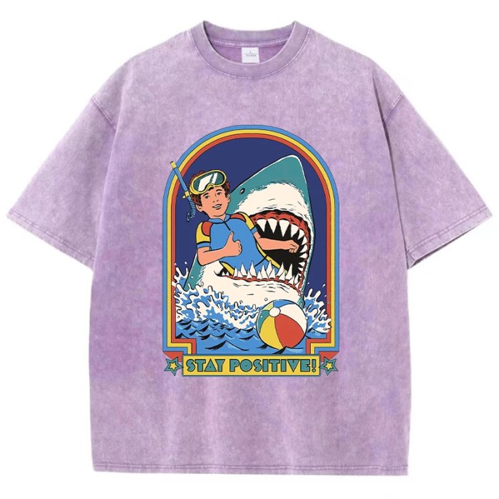 Stay Positive: Cartoon Print Breathable Cotton Tee for Women 1