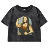 prankster vibes: mona lisa fitness print retro cotton tee for women Prankster Vibes: Mona Lisa Fitness Print Retro Cotton Tee for Women