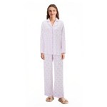 spring vibes: bow print lounge set with long sleeve button up top & loose pants Spring Vibes: Bow Print Lounge Set with Long Sleeve Button-Up Top & Loose Pants 2