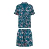 Elegant Comfort: Bow Print Satin Lounge Set with Button-Up Top & Shorts 5