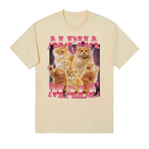 Alpha mens cat and kitten funmemeTshirt womens fashionable cute retro patternTshirt womensfashionablecasualshort sleeved T-shirt 4