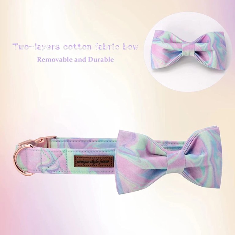paws & colours: handmade tie dye cotton dog collar with bow tie Paws & Colours: Handmade Tie-Dye Cotton Dog Collar with Bow Tie 2