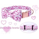 Paws of Love: Handmade Cotton Valentine Heart Dog Collar with Bow Tie 2