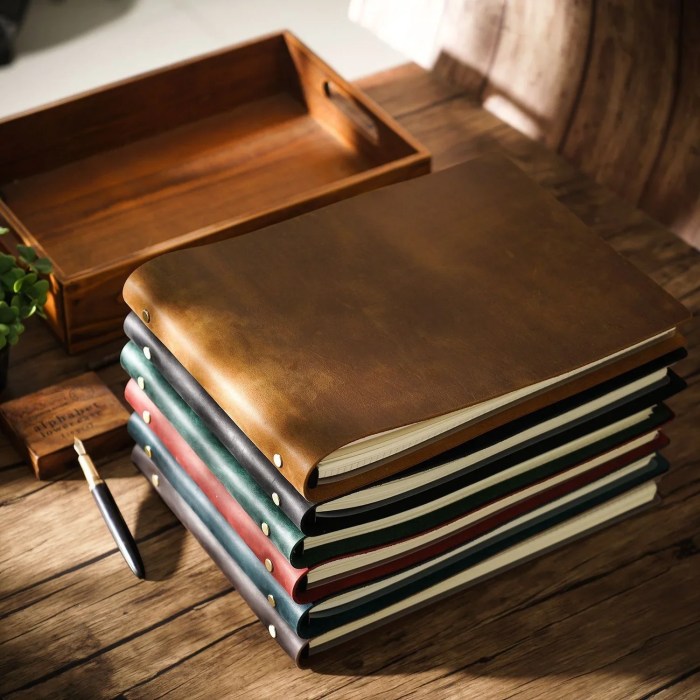 genuine leather a4 notebook handmade loose leaf sketchbook & diary Genuine Leather A4 Notebook - Handmade Loose Leaf Sketchbook & Diary 2