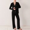 cozy chic: women's black pyjama set with button up shirt & drawstring pants Cozy Chic: Women\'s Black Pyjama Set with Button-Up Shirt & Drawstring Pants 1
