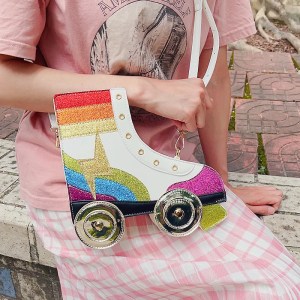 Rainbow Glitter Roller Skate Handbag – Crossbody & Shoulder Bag for Women & Girls 1