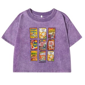 Snack Attack: Retro Fun Print Cotton T-Shirt for Women 1
