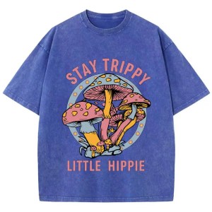 Stay Trippy: Vintage Mushroom Print Cotton T-Shirt for Women 1