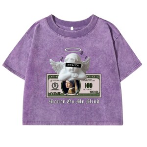 Angels & Money: Creative Print Crop Top for Women 4