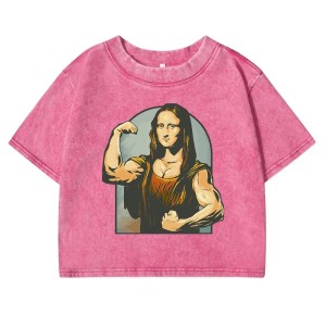 prankster vibes: mona lisa fitness print retro cotton tee for women Prankster Vibes: Mona Lisa Fitness Print Retro Cotton Tee for Women 2
